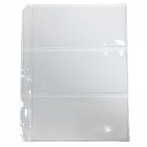 3-Pocket Horizontal Vinyl Currency Binder Page For Standard-to-Large ...