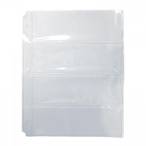 4-Pocket Horizontal Vinyl Currency Binder Page For Small-to-Standard ...