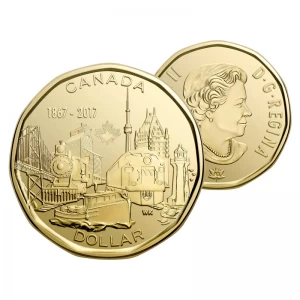 2017 (1867-) Canadian $1 Connecting A Nation 150th Anniv Loonie Dollar from mint sets 2017 (1867-) Canadian $1 Connecting A Nation 150th Anniv Loonie Dollar from mint sets