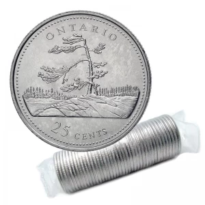 1992 (1867-) Canadian 25-Cent Ontario Confederation 125th Anniv/Provincial Quarter Original Coin Roll 1992 (1867-) Canadian 25-Cent Ontario Confederation 125th Anniv/Provincial Quarter Original Coin Roll
