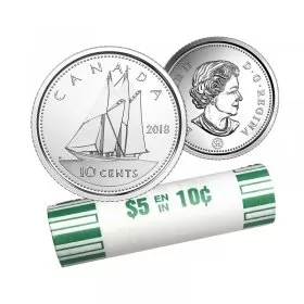 2018 Canadian 10-Cent Bluenose Schooner Dime Original Coin Roll