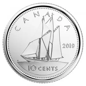 2019 Canadian 10-Cent Bluenose Schooner Dime Coin (Brilliant Uncirculated)