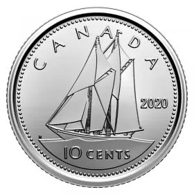 2020 Canadian 10-Cent Bluenose Schooner Dime Coin (Brilliant Uncirculated)