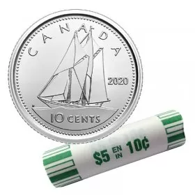 2020 Canadian 10-Cent Bluenose Schooner Dime Original Coin Roll