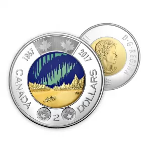 2017 (1867-) Canadian $2 Dance Of The Spirits 150th Anniv Coloured Toonie Coin (Glow-in-the-Dark)-BU grade 2017 (1867-) Canadian $2 Dance Of The Spirits 150th Anniv Coloured Toonie Coin (Glow-in-the-Dark)-BU grade