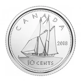 2018 Canadian 10-Cent Bluenose Schooner Dime Coin (Brilliant Uncirculated)