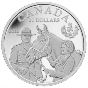 2012 Canadian $20 Queen's Visit To Canada With The RCMP Proof Silver Coin 2012 Canadian $20 Queen's Visit To Canada With The RCMP Proof Silver Coin