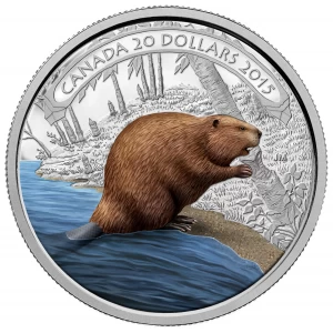2015 Canadian $20 Beaver at Work - 1 oz Fine Silver Coloured Coin - Coin In Capsule - COA Only 2015 Canadian $20 Beaver at Work - 1 oz Fine Silver Coloured Coin - Coin In Capsule - COA Only