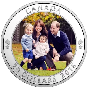 2016 Canadian $20 A Royal Tour - 1 oz Fine Silver Coin - Tarnished 2016 Canadian $20 A Royal Tour - 1 oz Fine Silver Coin - Tarnished