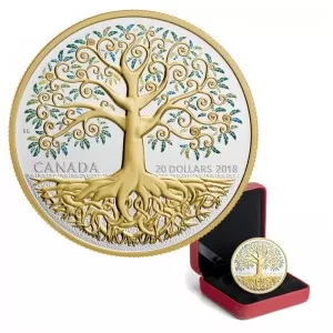 2018 Canadian $20 Tree of Life - 1 oz Fine Silver & Gold-plated Coin 2018 Canadian $20 Tree of Life - 1 oz Fine Silver & Gold-plated Coin