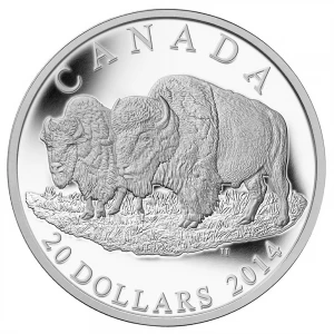 2014 Canadian $20 The Bison: The Bull and His Mate - 1 oz Fine Silver Coin 2014 Canadian $20 The Bison: The Bull and His Mate - 1 oz Fine Silver Coin
