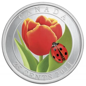 2011 Canada 25 Cent Coin - Tulip with Ladybug 2011 Canada 25 Cent Coin - Tulip with Ladybug