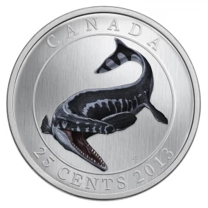 2013 Canadian 25-Cent Prehistoric Animals: Tylosaurus Pembinensis Coloured Coin (Glow-in-the-Dark)-no outside box 2013 Canadian 25-Cent Prehistoric Animals: Tylosaurus Pembinensis Coloured Coin (Glow-in-the-Dark)-no outside box