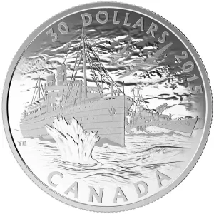2015 Canadian $30 Canada's Merchant Navy in the Battle of the Atlantic - 2 oz Fine Silver Coin 2015 Canadian $30 Canada's Merchant Navy in the Battle of the Atlantic - 2 oz Fine Silver Coin