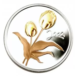 2002 Canadian 50-Cent Golden Tulip Sterling Silver Gold-plated Coin - No Beauty Box - Case is not 100% 2002 Canadian 50-Cent Golden Tulip Sterling Silver Gold-plated Coin - No Beauty Box - Case is not 100%