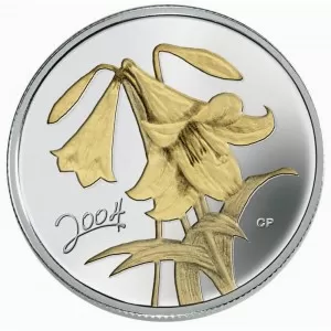 2004 Canadian 50-Cent Golden Easter Lily Sterling Silver Gold-plated Coin - Case is not 100% - No Beauty Box 2004 Canadian 50-Cent Golden Easter Lily Sterling Silver Gold-plated Coin - Case is not 100% - No Beauty Box