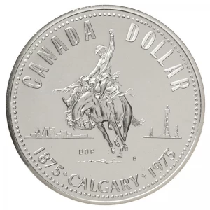 1975 (1875-) Canadian $1 Calgary Centennial Specimen Silver Dollar Coin - No Outside Box 1975 (1875-) Canadian $1 Calgary Centennial Specimen Silver Dollar Coin - No Outside Box