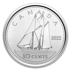 2022 Canadian 10-Cent Bluenose Schooner Dime Coin (Brilliant Uncirculated)