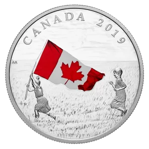 2019 Canadian $20 Canada's National Flag - 1 oz Fine Silver Coloured Coin 2019 Canadian $20 Canada's National Flag - 1 oz Fine Silver Coloured Coin