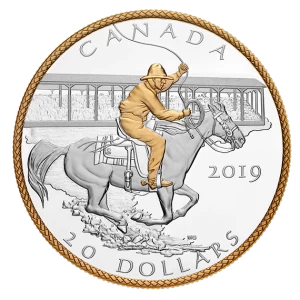 2019 Canadian $20 Victory Stampede - 1 oz Fine Silver & Gold-plated Coin 2019 Canadian $20 Victory Stampede - 1 oz Fine Silver & Gold-plated Coin