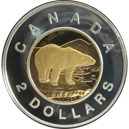1998 Canadian $2 Polar Bear Toonie Proof Coin 1998 Canadian $2 Polar Bear Toonie Proof Coin