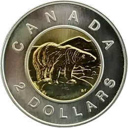 1999 Canadian $2 Polar Bear Toonie Specimen Coin 1999 Canadian $2 Polar Bear Toonie Specimen Coin