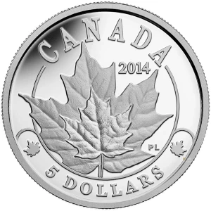 2014 Canadian $5 Overlaid Majestic Maple Leaves - 1/10 oz Fine Platinum Coin 2014 Canadian $5 Overlaid Majestic Maple Leaves - 1/10 oz Fine Platinum Coin