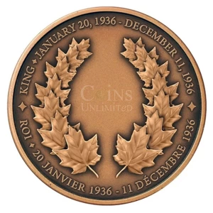 2009 Canada King Edward VIII Copper High Relief Antique Finish Medallion 2009 Canada King Edward VIII Copper High Relief Antique Finish Medallion